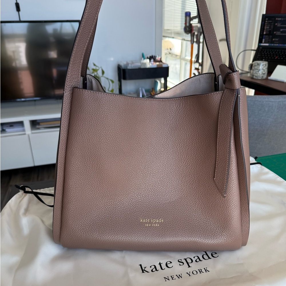 Kate Spade Large Knott Leather Shoulder Bag - Acorn